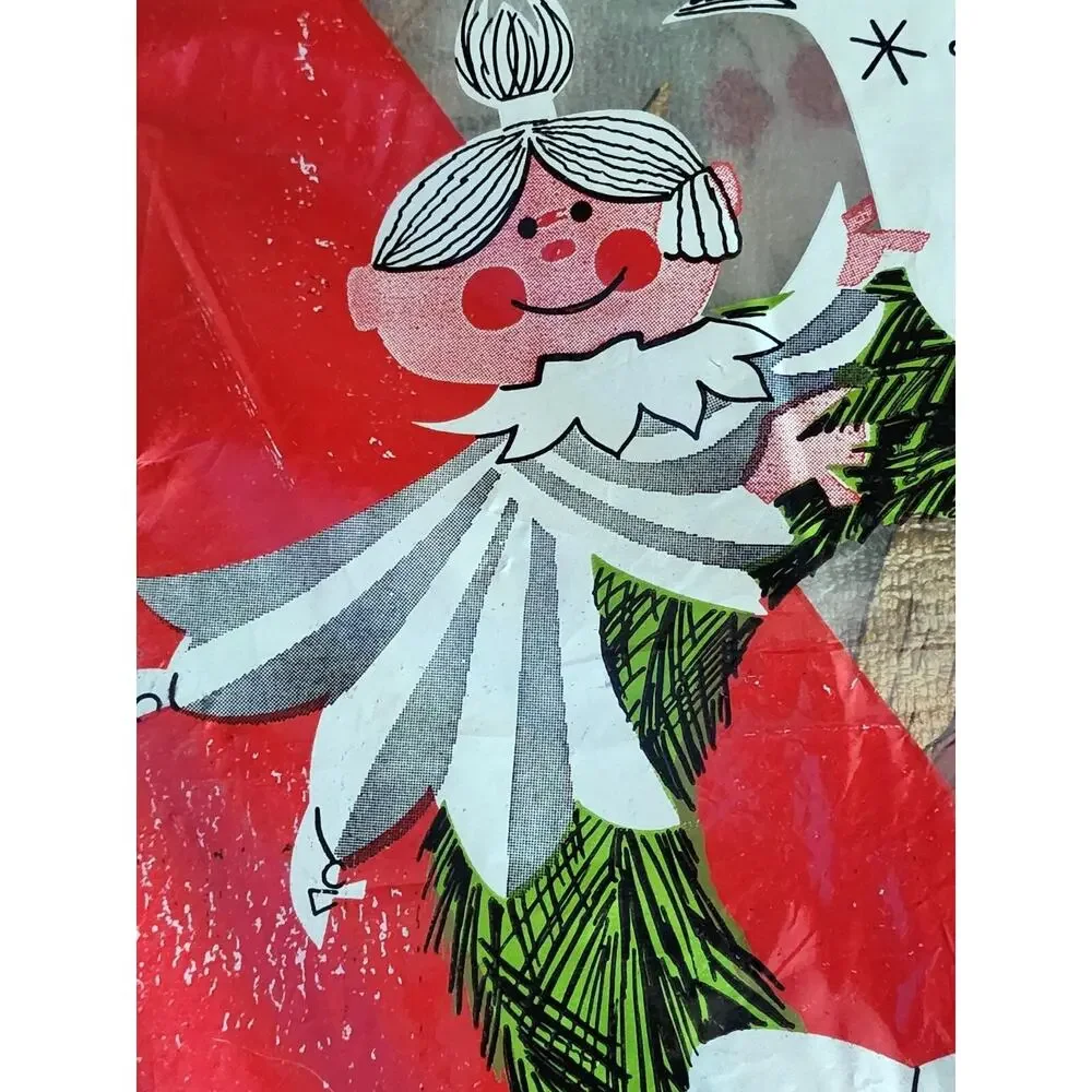 Vintage Vinyl Poinsettia Christmas Tablecloth 52